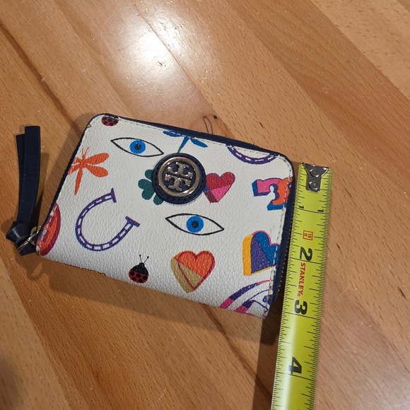 Tory Burch Lucky Charms Card Pouch Wallet White Multi Color - Picture 6 of 9